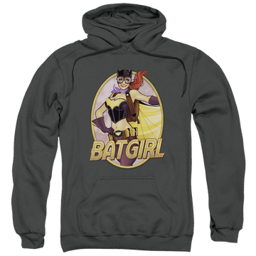 Charcoal pullover hoodie with Batman Batgirl Bombshell graphic