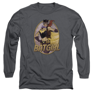 Charcoal men's long sleeve t-shirt with Batman Batgirl Bombshell graphic