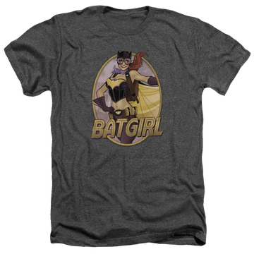Charcoal men's heather t-shirt with Batman Batgirl Bombshell graphic