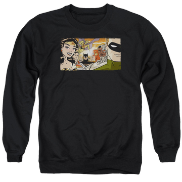 Black men's crewneck sweatshirt with Justice League Cinematic League graphic
