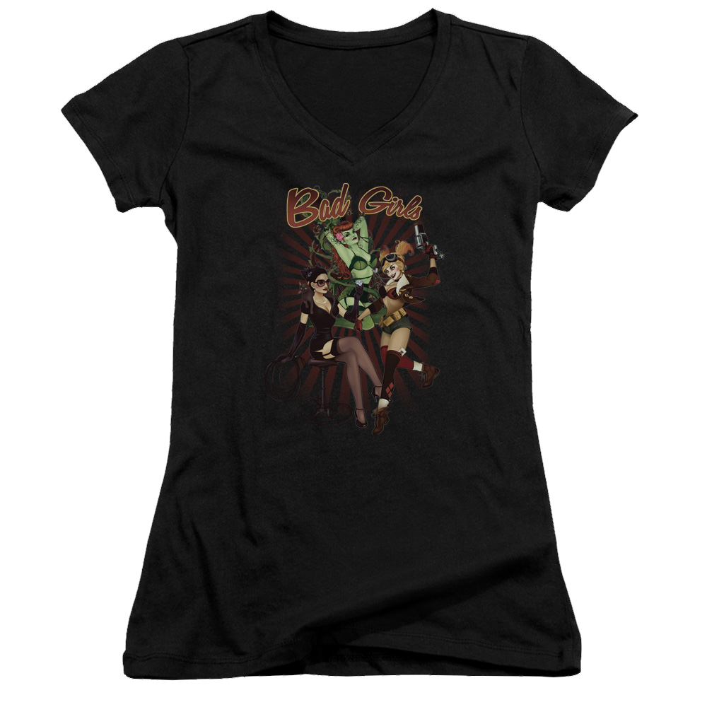 Justice League Bad Girls Juniors V-Neck T-Shirt Juniors V-Neck T-Shirt DC Comics   