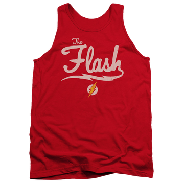Red men's tank with The Flash Old School Flash graphic