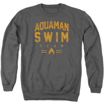 Charcoal men's crewneck sweatshirt with Aquaman Swin Team graphic