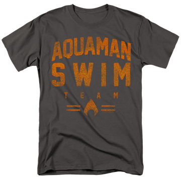 Charcoal men's regular fit t-shirt with Aquaman Swin Team graphic