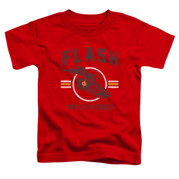 Red toddler t-shirt with The Flash Track And Field graphic