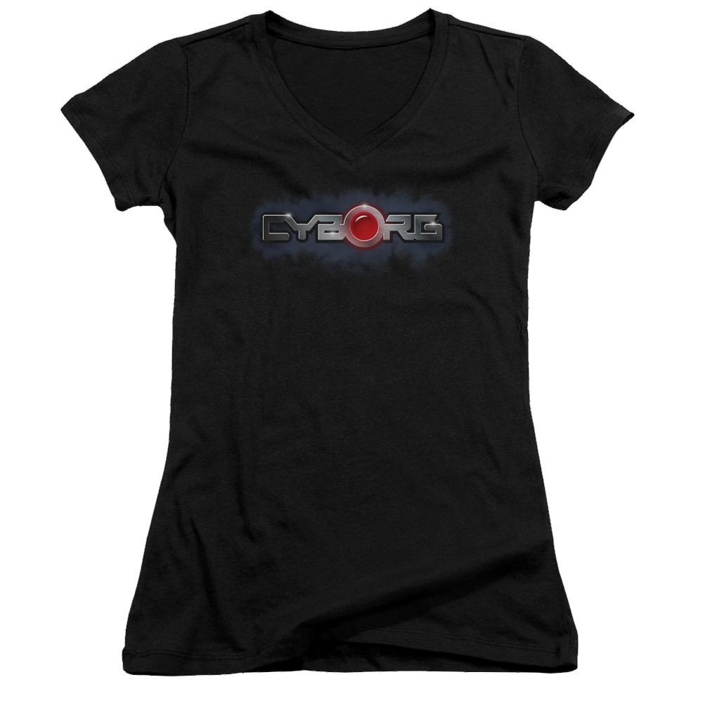 Justice League Cyborg Title Juniors V-Neck T-Shirt Juniors V-Neck T-Shirt DC Comics   