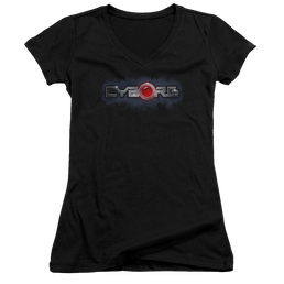 Justice League Cyborg Title Juniors V-Neck T-Shirt Juniors V-Neck T-Shirt DC Comics   