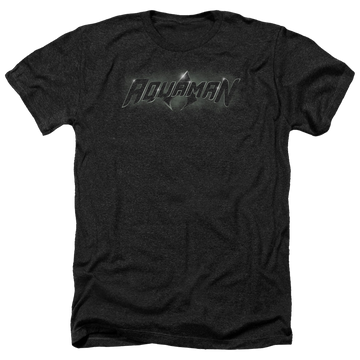 Charcoal men's heather t-shirt with Aquaman Title graphic