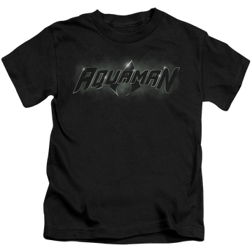 Black kid's t-shirt for ages 4 to 7 with Aquaman Title graphic
