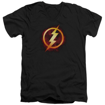 Black men's v-neck t-shirt with Flash Title graphic