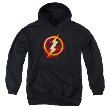 Black youth hoodie for ages 8 to 12 with Flash Title graphic