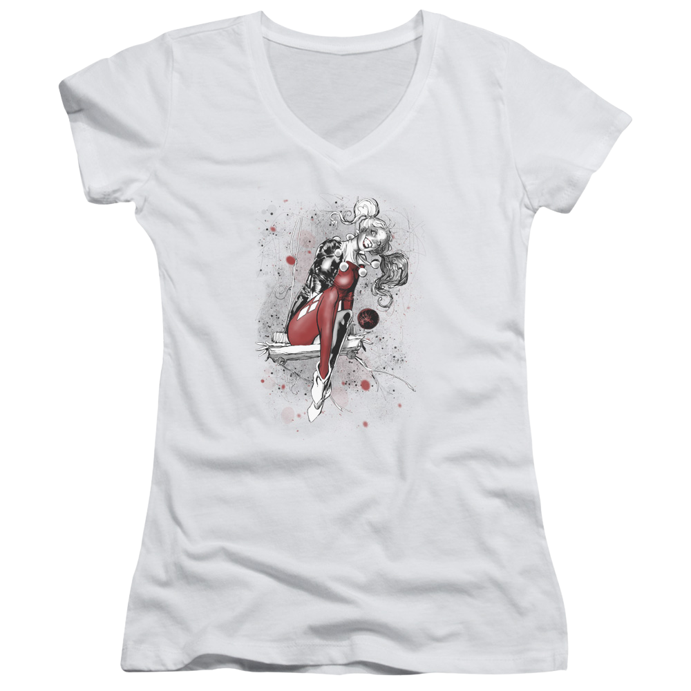 Harley Quinn Harley Sketch - Juniors V-Neck T-Shirt Juniors V-Neck T-Shirt Harley Quinn   