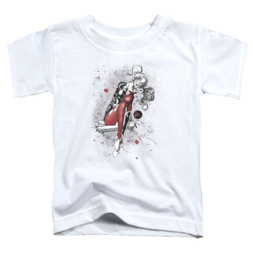 White toddler t-shirt with Harley Quinn Harley Sketch graphic