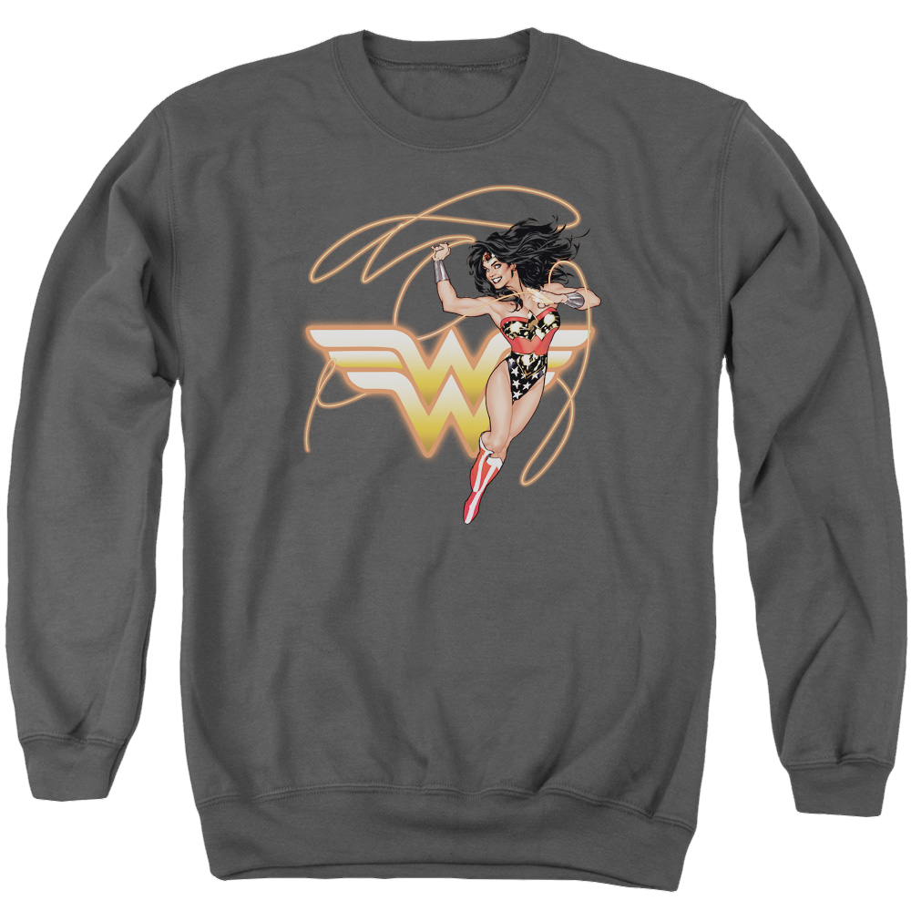 Justice League Glowing Lasso Men's Crewneck Sweatshirt Men's Crewneck Sweatshirt Wonder Woman   