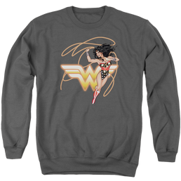 Justice League Glowing Lasso Men's Crewneck Sweatshirt Men's Crewneck Sweatshirt Wonder Woman   