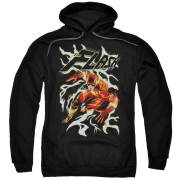 Black pullover hoodie with The Flash Electric Run graphic