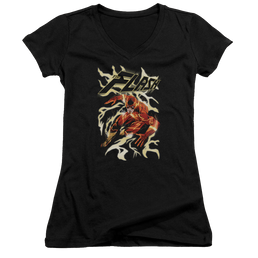 Flash, The Electric Run - Juniors V-Neck T-Shirt Juniors V-Neck T-Shirt The Flash   