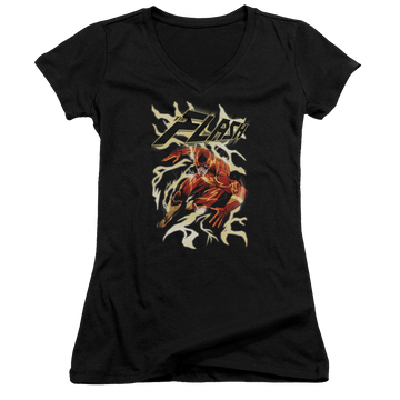 Flash, The Electric Run - Juniors V-Neck T-Shirt Juniors V-Neck T-Shirt The Flash   