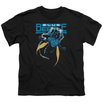 Black youth t-shirt for ages 8 to 12 with DC Comics More DC Characters Blue Beetle graphic