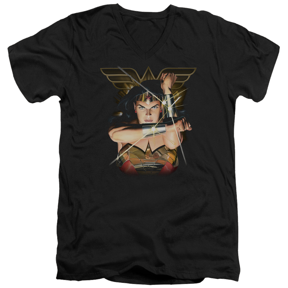 Justice League Deflection Men's V-Neck T-Shirt Men's V-Neck T-Shirt Wonder Woman   