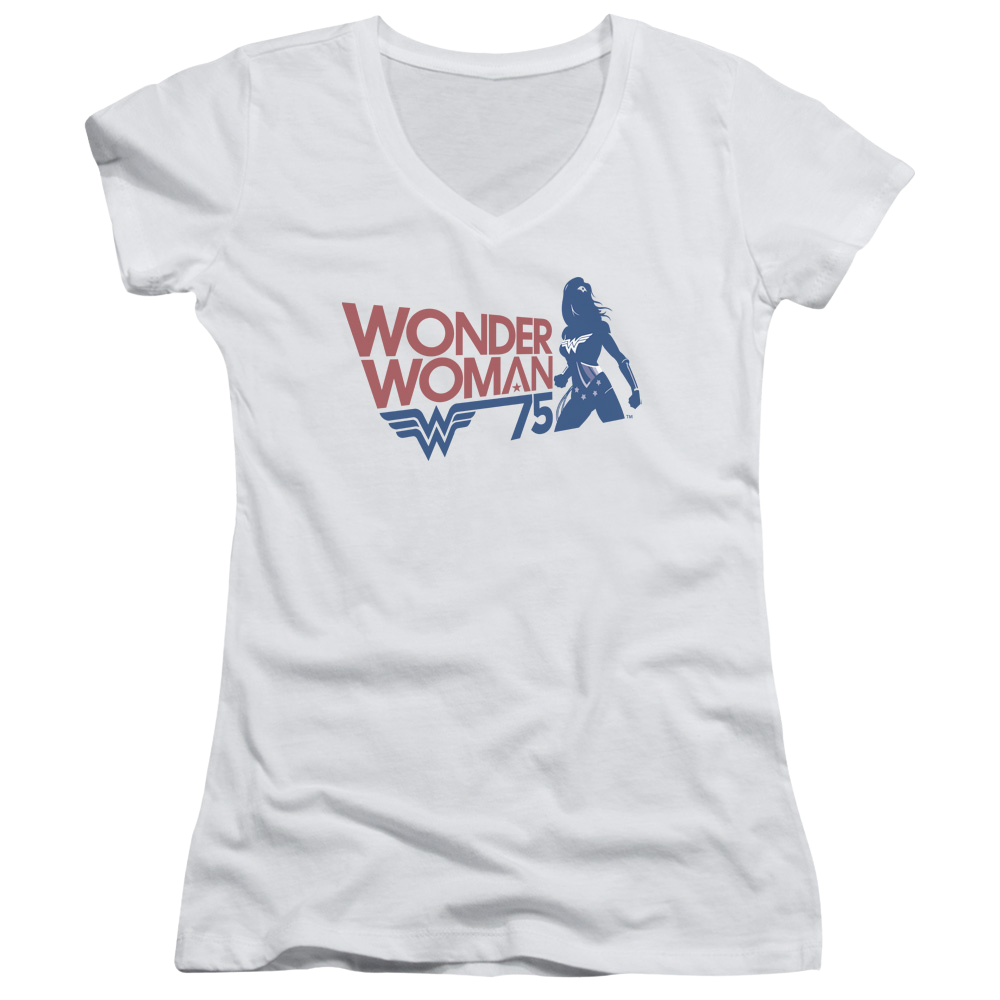Wonder Woman Ww75 Silhouette - Juniors V-Neck T-Shirt Juniors V-Neck T-Shirt Wonder Woman   