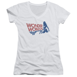 Wonder Woman Ww75 Silhouette - Juniors V-Neck T-Shirt Juniors V-Neck T-Shirt Wonder Woman   