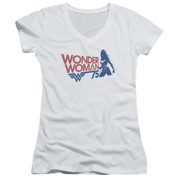 Wonder Woman Ww75 Silhouette - Juniors V-Neck T-Shirt Juniors V-Neck T-Shirt Wonder Woman   