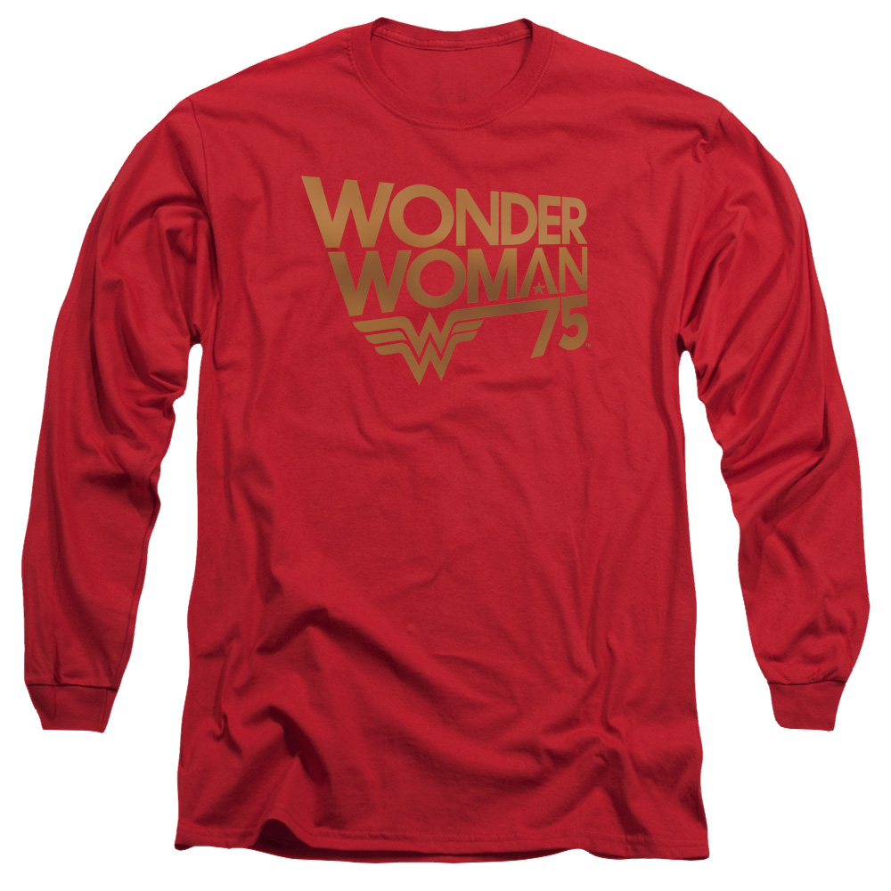 Wonder Woman Wonder Woman 75Th Anniversary Gold Logo - Men's Long Sleeve T-Shirt Men's Long Sleeve T-Shirt Wonder Woman   