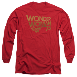 Wonder Woman Wonder Woman 75Th Anniversary Gold Logo - Men's Long Sleeve T-Shirt Men's Long Sleeve T-Shirt Wonder Woman   