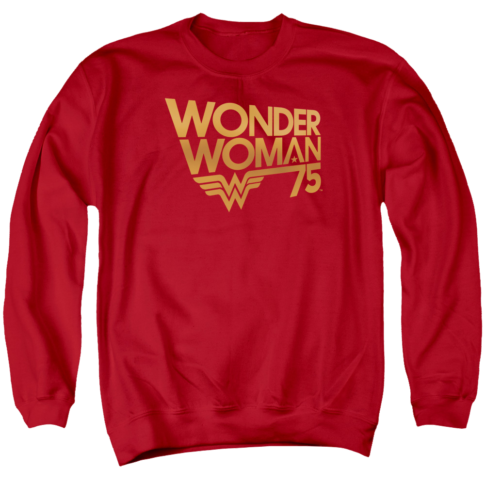 Wonder Woman Wonder Woman 75Th Anniversary Gold Logo - Men's Crewneck Sweatshirt Men's Crewneck Sweatshirt Wonder Woman   