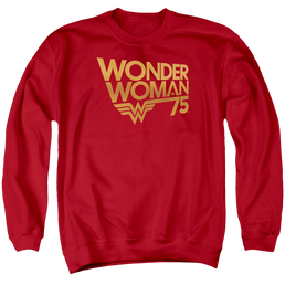 Wonder Woman Wonder Woman 75Th Anniversary Gold Logo - Men's Crewneck Sweatshirt Men's Crewneck Sweatshirt Wonder Woman   