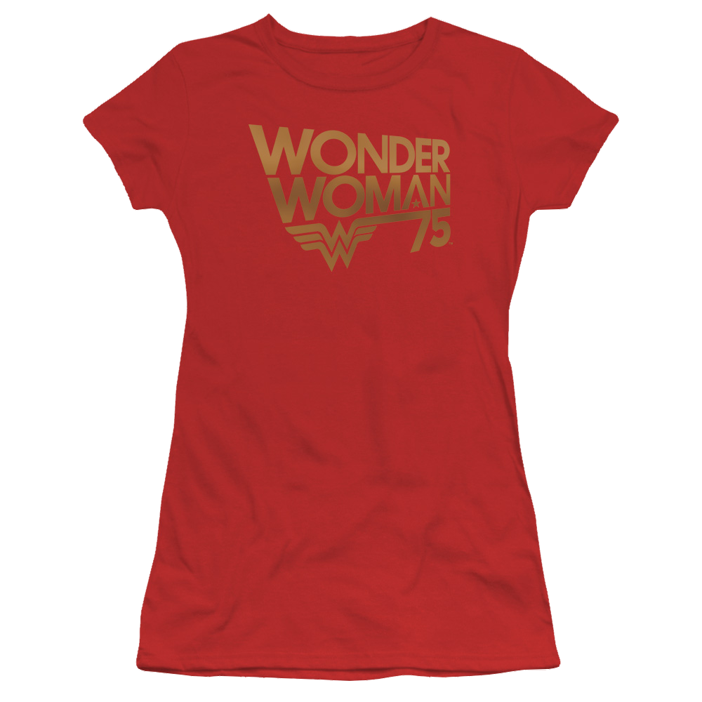 Wonder Woman Wonder Woman 75Th Anniversary Gold Logo - Juniors T-Shirt Juniors T-Shirt Wonder Woman   