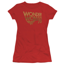 Wonder Woman Wonder Woman 75Th Anniversary Gold Logo - Juniors T-Shirt Juniors T-Shirt Wonder Woman   