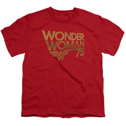 Wonder Woman Wonder Woman 75Th Anniversary Gold Logo - Youth T-Shirt Youth T-Shirt (Ages 8-12) Wonder Woman   