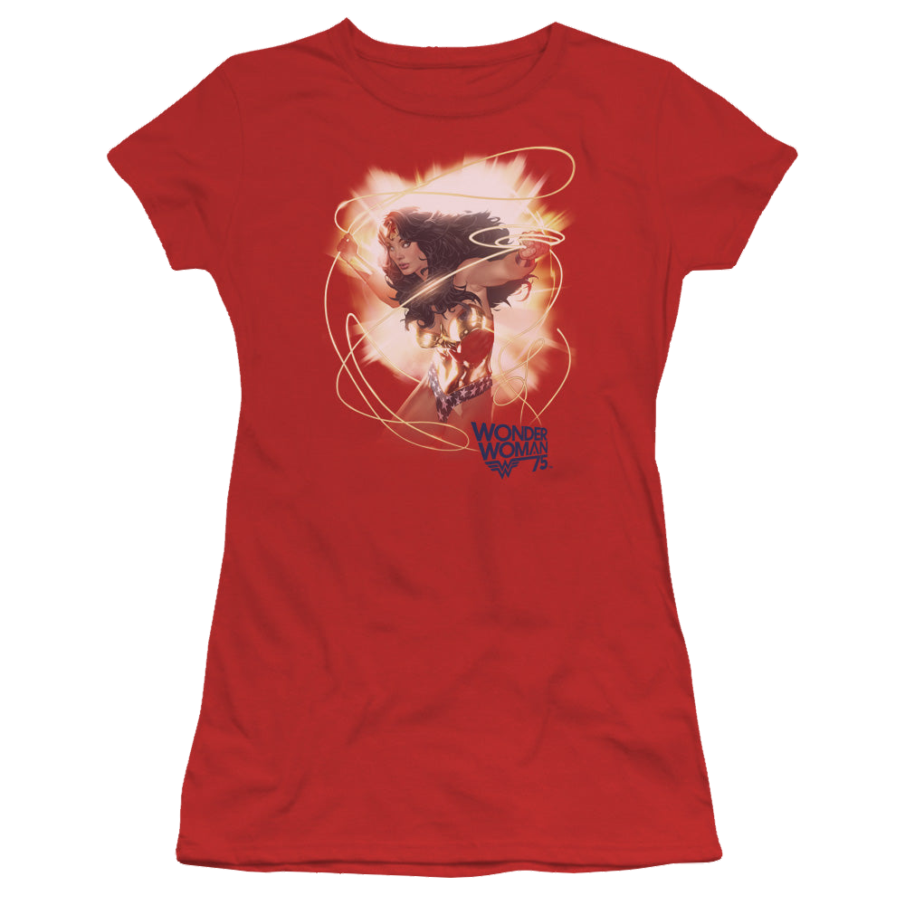 Wonder Woman 75Th Burst - Juniors T-Shirt Juniors T-Shirt Wonder Woman   