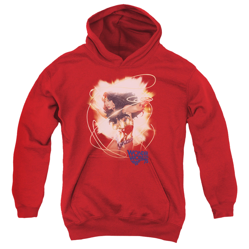 Wonder Woman 75Th Burst - Youth Hoodie Youth Hoodie (Ages 8-12) Wonder Woman   