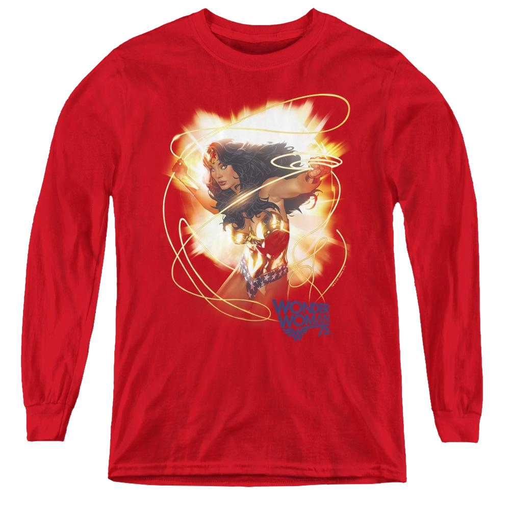 Wonder Woman 75Th Burst - Youth Long Sleeve T-Shirt Youth Long Sleeve T-Shirt Wonder Woman   