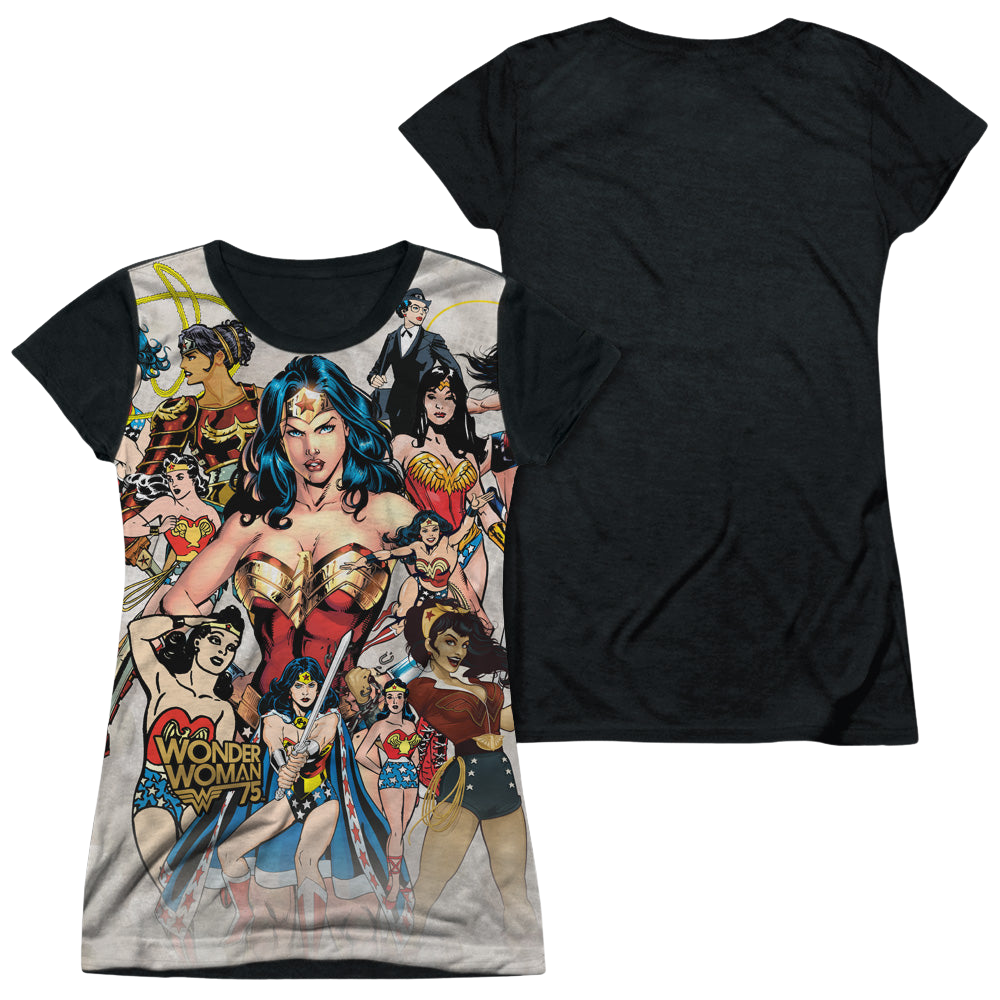 Wonder Woman 75Th Collage - Juniors Black Back T-Shirt Juniors Black Back T-Shirt Wonder Woman   