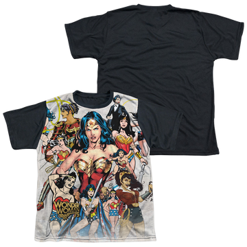 Wonder Woman 75Th Collage - Youth Black Back T-Shirt Youth Black Back T-Shirt (Ages 8-12) Wonder Woman   