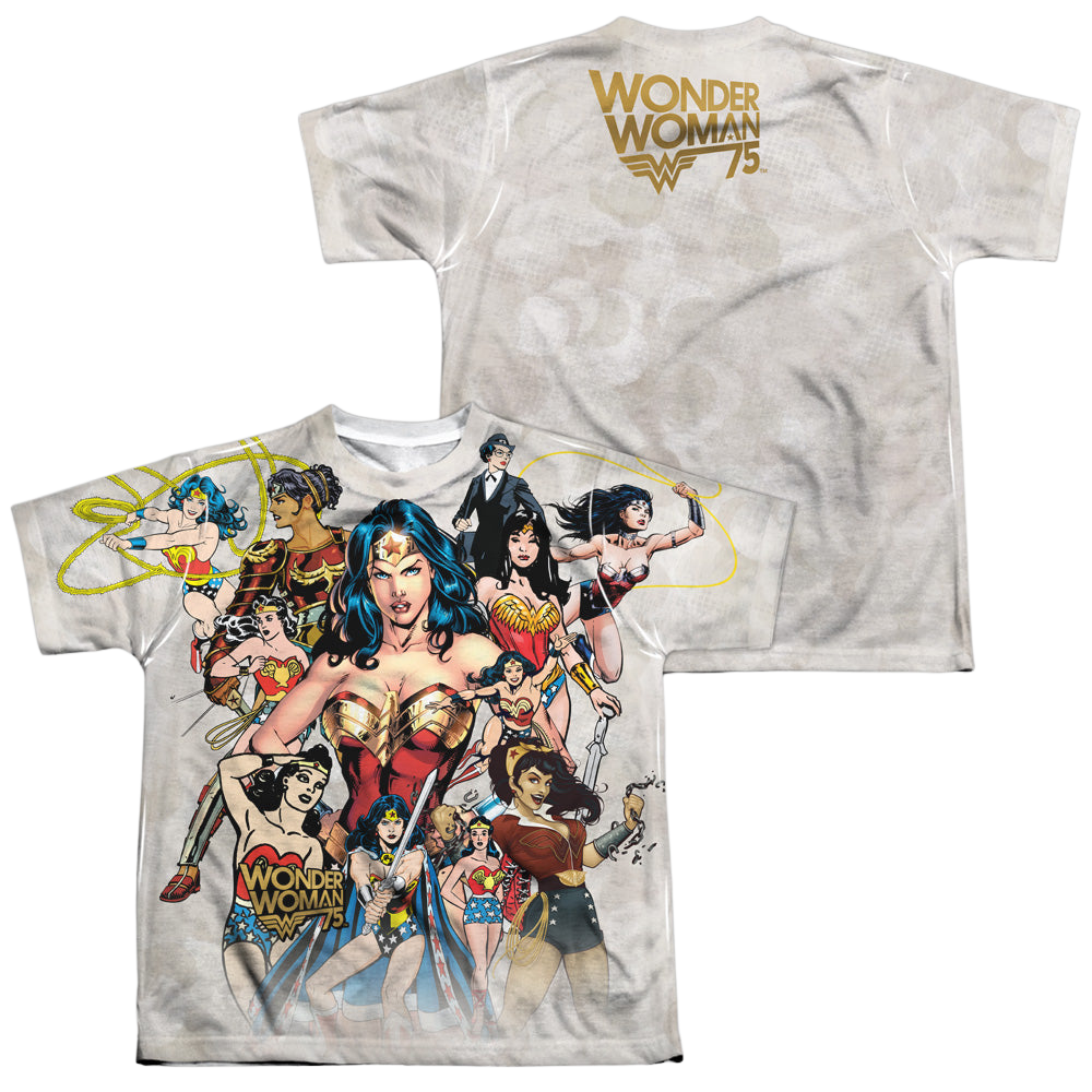 Wonder Woman 75Th Collage (Front/Back Print) - Youth All-Over Print T-Shirt Youth All-Over Print T-Shirt (Ages 8-12) Wonder Woman   