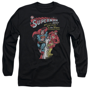 Black men's long sleeve t-shirt with The Flash Fastest graphic