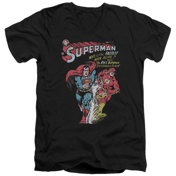 Black men's v-neck t-shirt with The Flash Fastest graphic