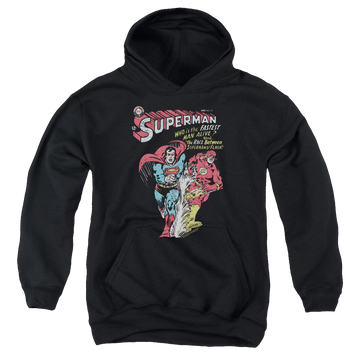 Black youth hoodie for ages 8 to 12 with The Flash Fastest graphic
