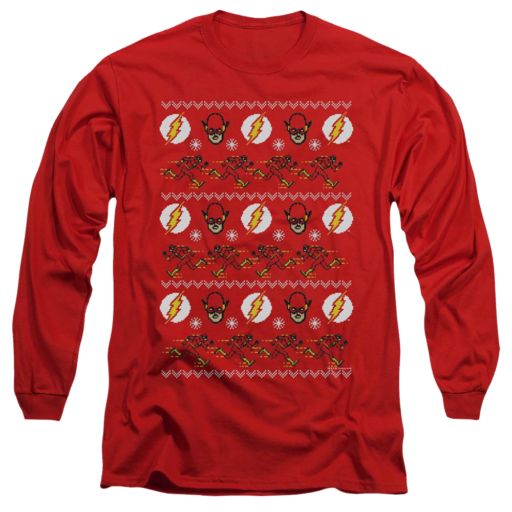 Flash, The The Flash Ugly Christmas Sweater - Men's Long Sleeve T-Shirt Men's Long Sleeve T-Shirt The Flash   