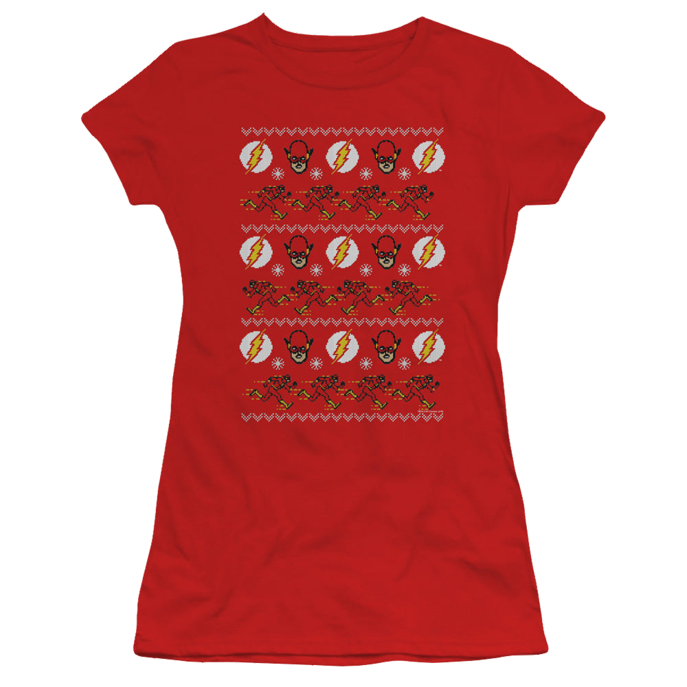 Flash, The The Flash Ugly Christmas Sweater - Juniors T-Shirt Juniors T-Shirt The Flash   