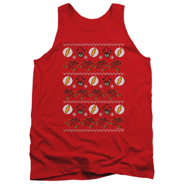 Red men's tank with The Flash Ugly Christmas Sweater graphic