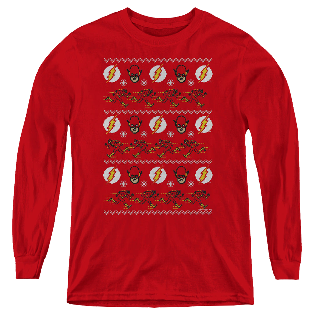 Flash, The The Flash Ugly Christmas Sweater - Youth Long Sleeve T-Shirt Youth Long Sleeve T-Shirt The Flash   