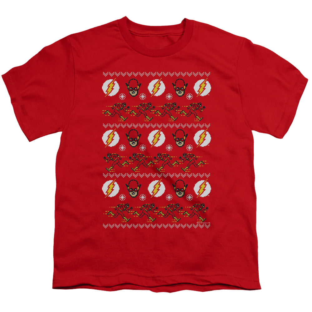 Flash, The The Flash Ugly Christmas Sweater - Youth T-Shirt Youth T-Shirt (Ages 8-12) The Flash   