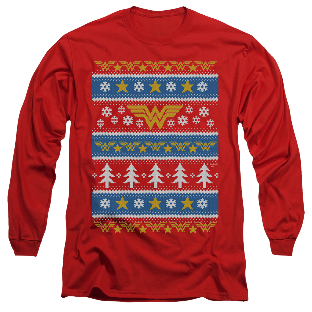 Wonder Woman Wonder Woman Christmas Sweater - Men's Long Sleeve T-Shirt Men's Long Sleeve T-Shirt Wonder Woman   