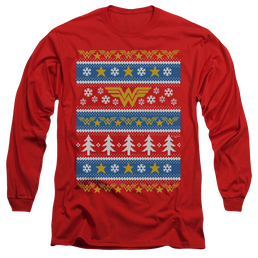 Wonder Woman Wonder Woman Christmas Sweater - Men's Long Sleeve T-Shirt Men's Long Sleeve T-Shirt Wonder Woman   